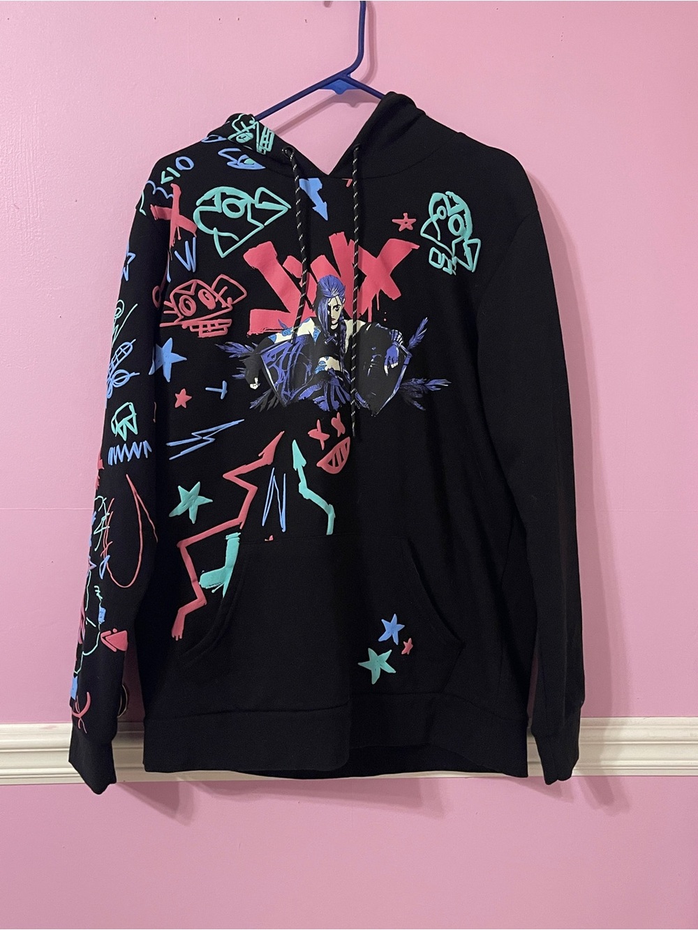 jinx league of legends arcane hoodie graffiti jacket coat goth streetwear